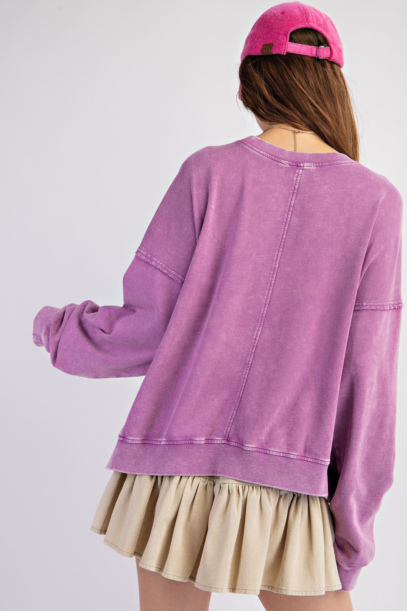 Flower Child French Terry Pullover Top in Orchid