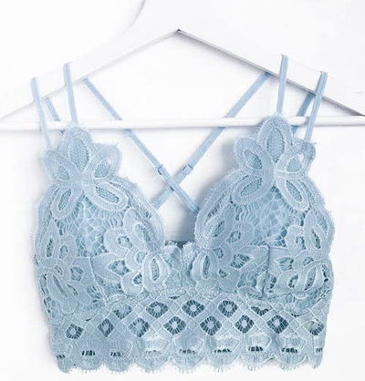 Sweet Muse Scallop Lace Bralette in Ash Blue