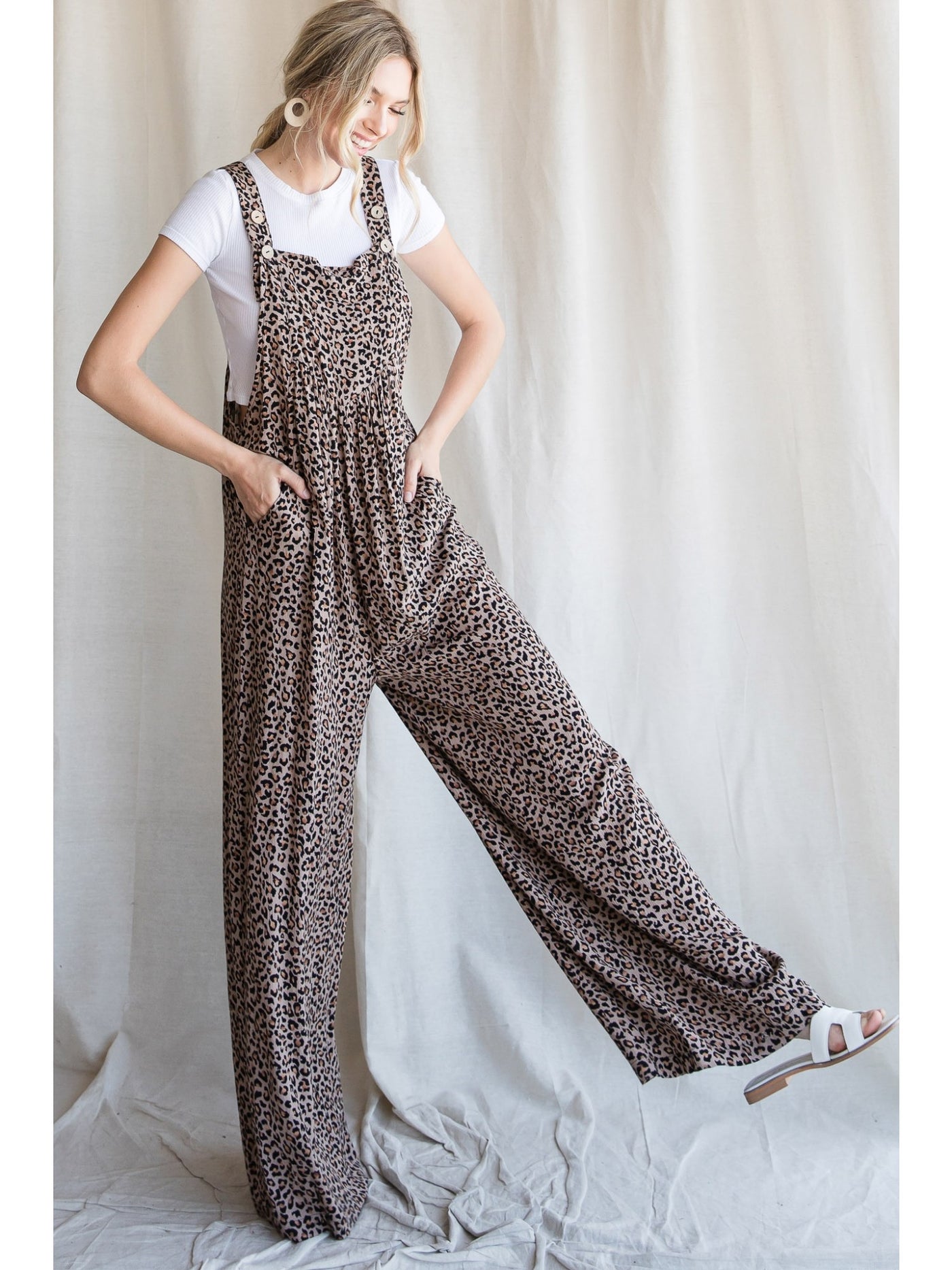 Safari Party Oversized Jumpsuit Overalls in Taupe