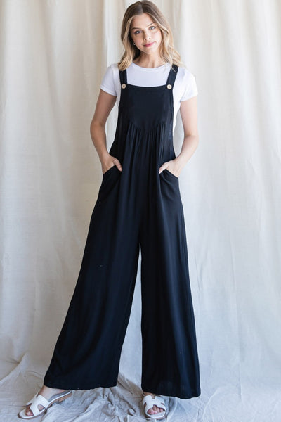 Hit or Miss Oversized Jumpsuit Overalls in Black