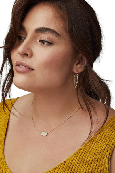 Kendra Scott Elisa Short Pendant in Rose Gold Iridescent Drusy