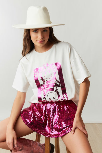 Hit The Lights Sequin Skort in Fuchsia