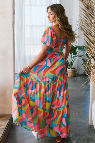 Thank You For Sunshine Abstract Maxi Dress