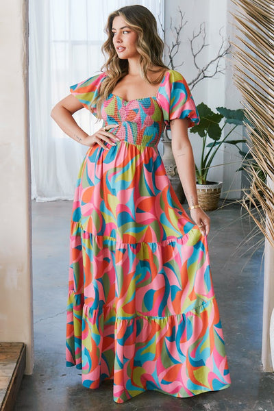 Thank You For Sunshine Abstract Maxi Dress