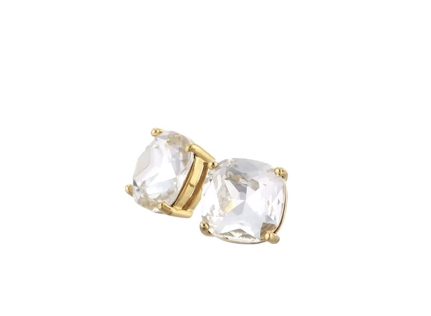 Kate Spade New York "Essentials" Small Square Stud Earrings in Clear/Gold