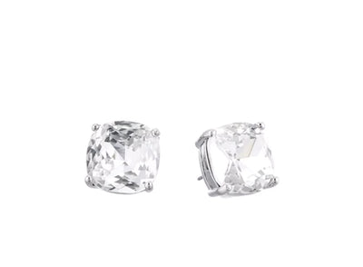 Kate Spade New York "Essentials" Small Square Stud Earrings in Clear/Silver