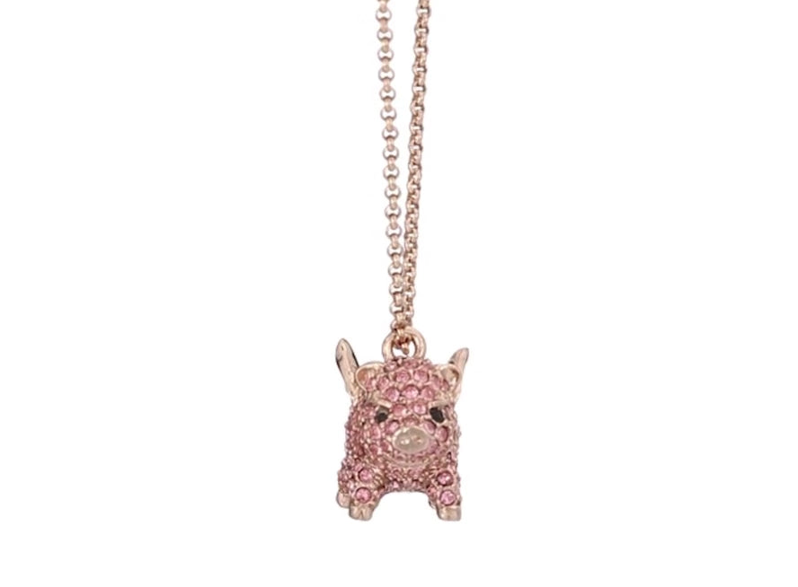 Kate Spade New York Pink Pave Pig Mini Pendant Necklace