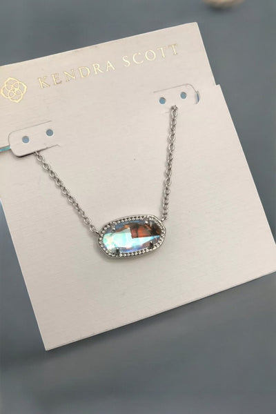 Kendra Scott Elisa Short Pendant in Silver Dichroic Glass