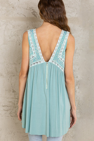 Made You Look Sequin Tank in Aqua