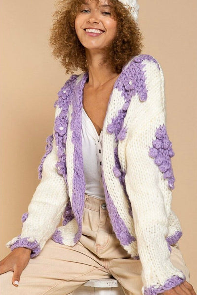 Lilac Pom Pom Cardigan