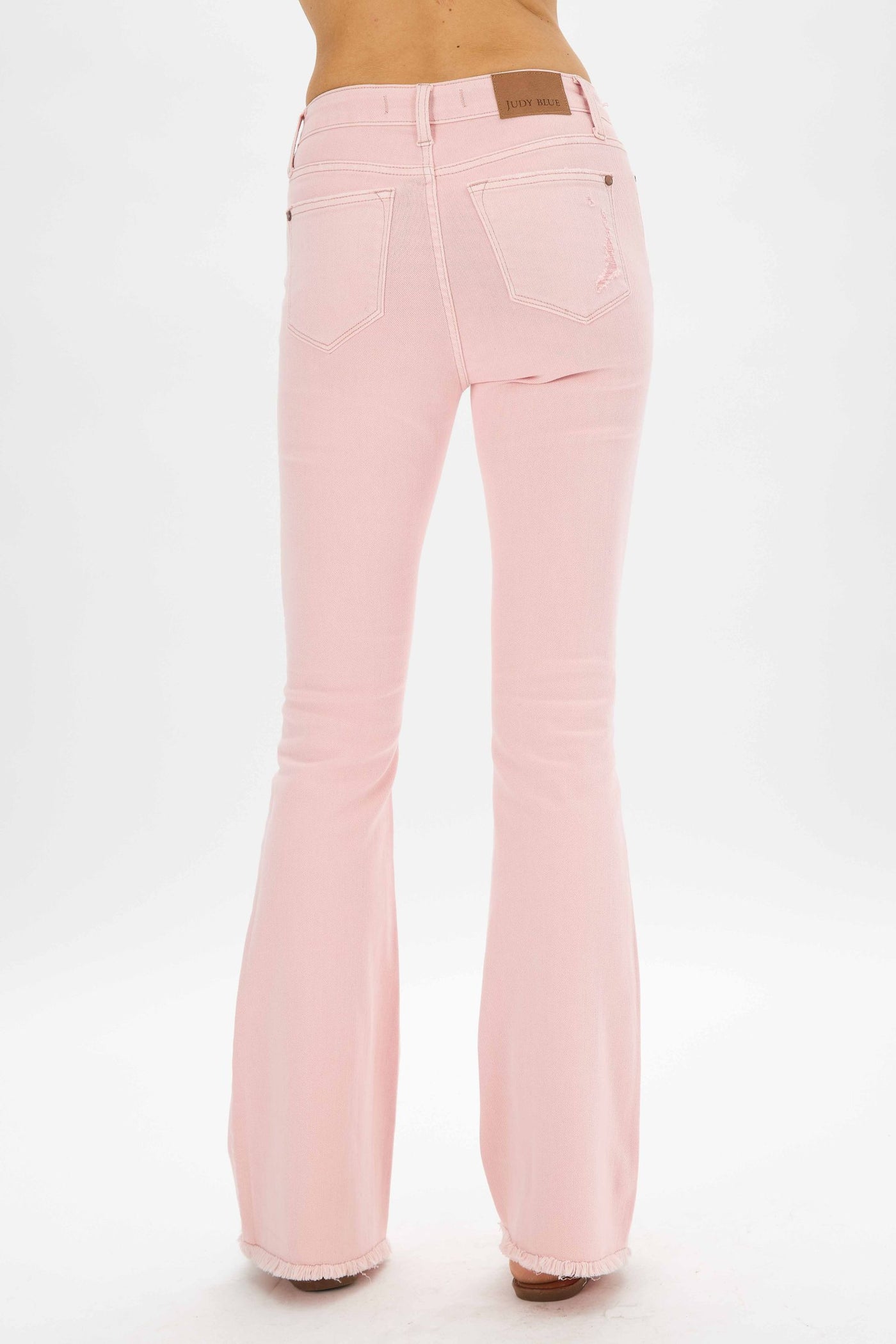 Judy Blue Candy Clouds Pink Distressed Denim Flares