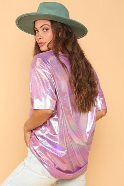 Stay Wild Iridescent Graphic Tee in Lavender