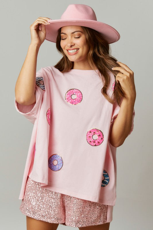 Donut Leave Me Hanging Top in Light Pink