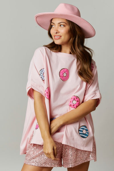Donut Leave Me Hanging Top in Light Pink