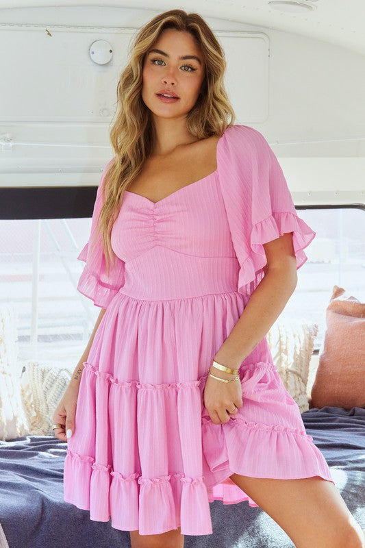 Crushing On You Pink Baby Doll Dress