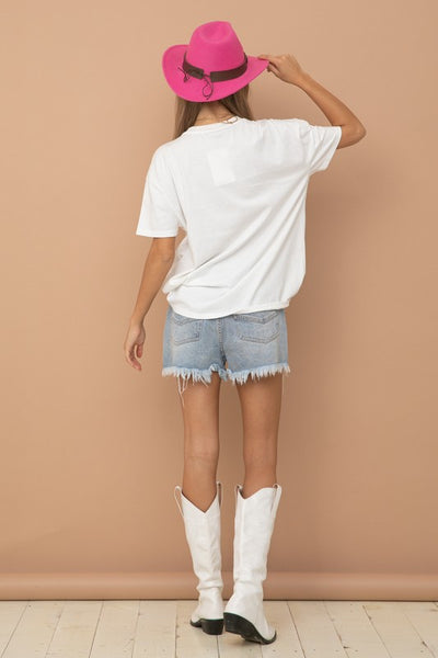 Doin' Cowgirl Things Sequin Fringe Graphic Tee in White