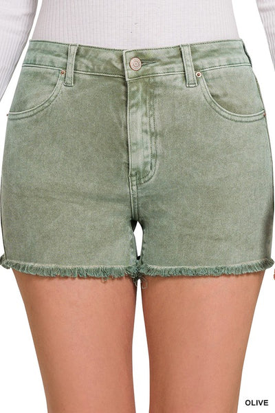 ***DOORBUSTER*** It's About Time Colored Denim Shorts in Olive