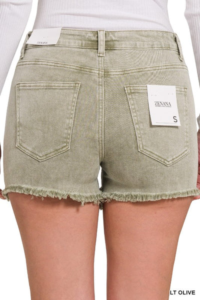 ***DOORBUSTER*** It's About Time Colored Denim Shorts in Light Olive