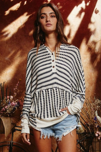 Striped Cardigan Pullover Top
