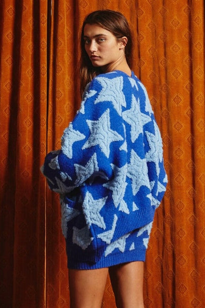 Star Print Knitted Boxy Cardigan