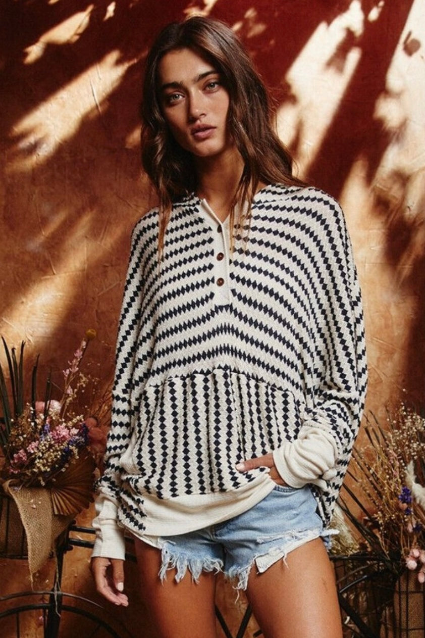 Striped Cardigan Pullover Top