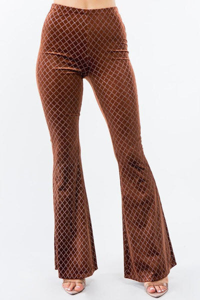 Diamond Quilt Velvet Flare Pants