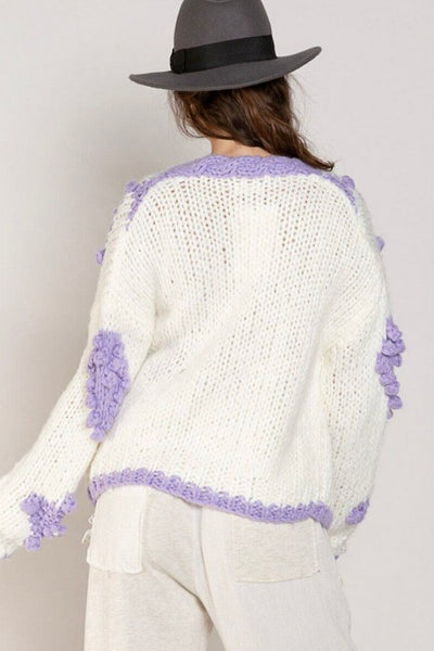 Lilac Pom Pom Cardigan