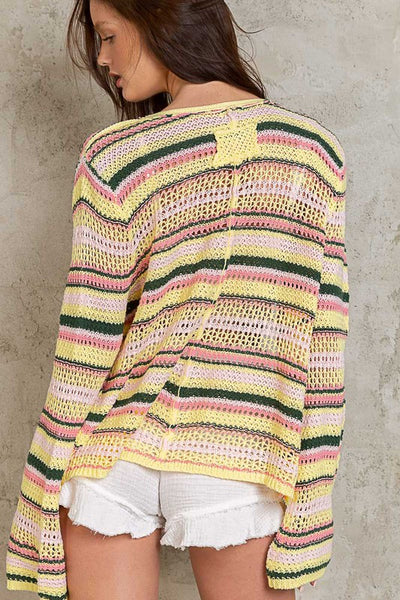 Pineapple Express Lightweight Open Cardigan Sweater in Pineapple Pink