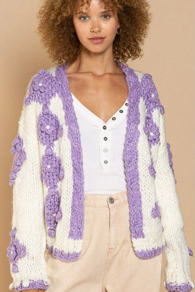 Lilac Pom Pom Cardigan