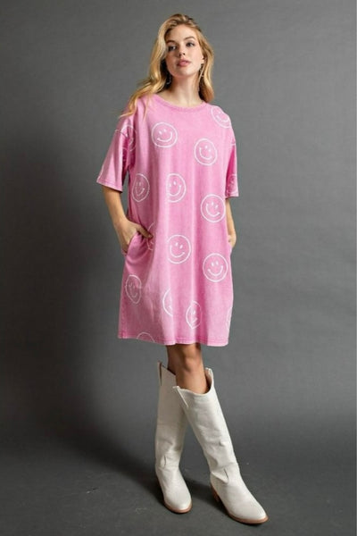 Happy Go Lucky Oversized Dress in Barbie Pink