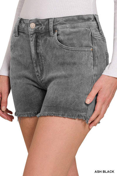 ***DOORBUSTER*** It's About Time Colored Denim Shorts in Ash Black