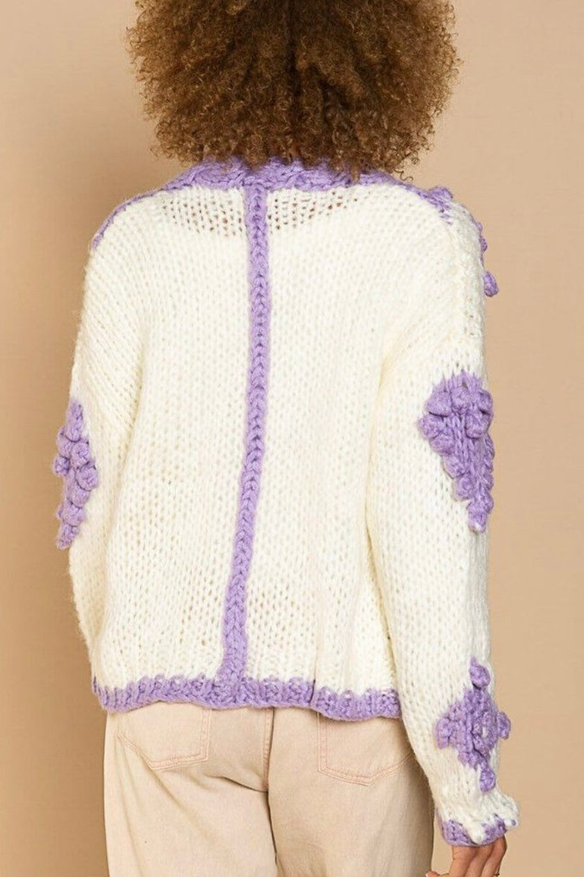 Lilac Pom Pom Cardigan