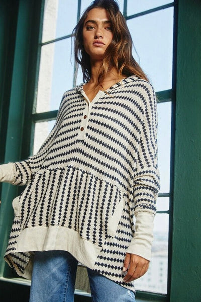 Striped Cardigan Pullover Top