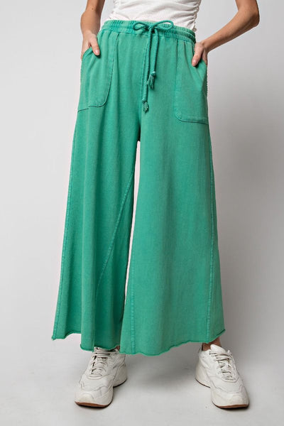 Stay Comfy Wide Leg Comfy Pants in Evergreen