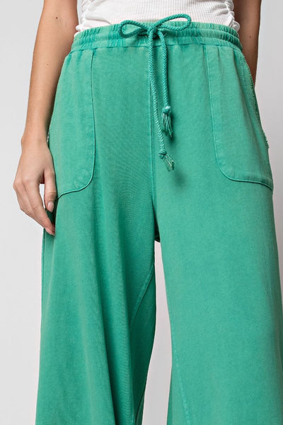 Stay Comfy Wide Leg Comfy Pants in Evergreen
