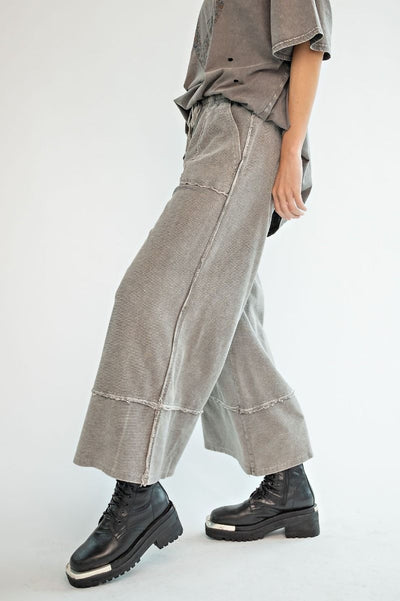 Let's Chill Comfy Wide Leg Pants in Ash