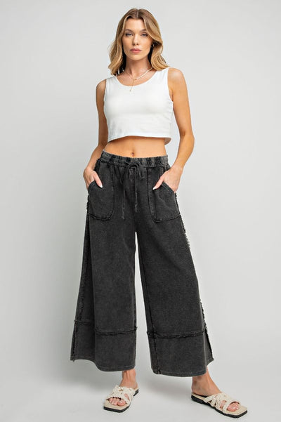 Let's Chill Comfy Wide Leg Pants in Black