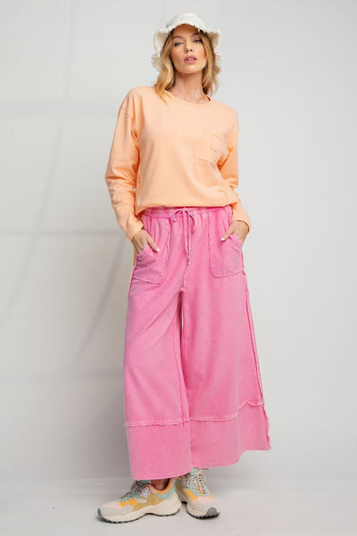Let's Chill Comfy Wide Leg Pants in Hot Pink