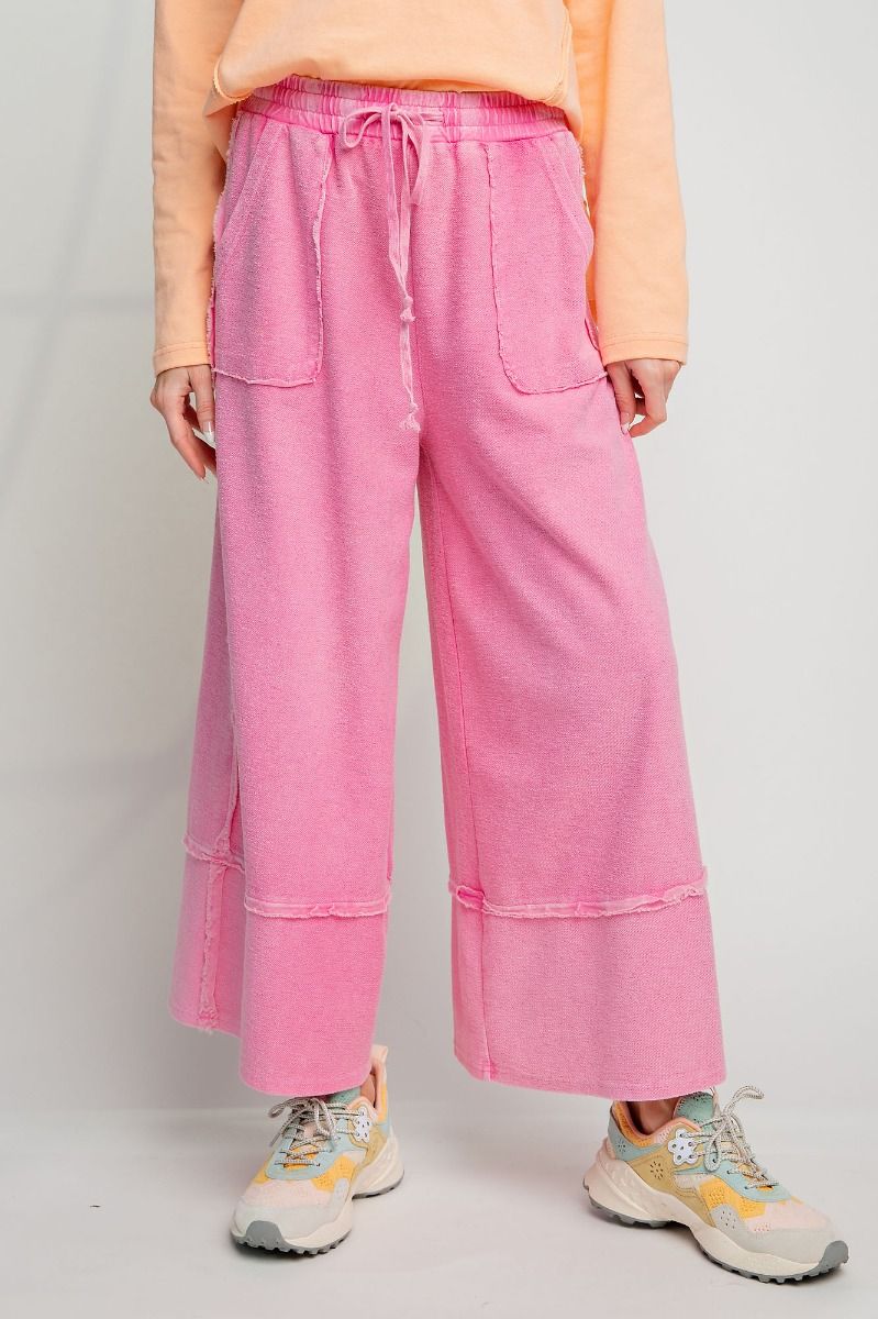 Let's Chill Comfy Wide Leg Pants in Hot Pink