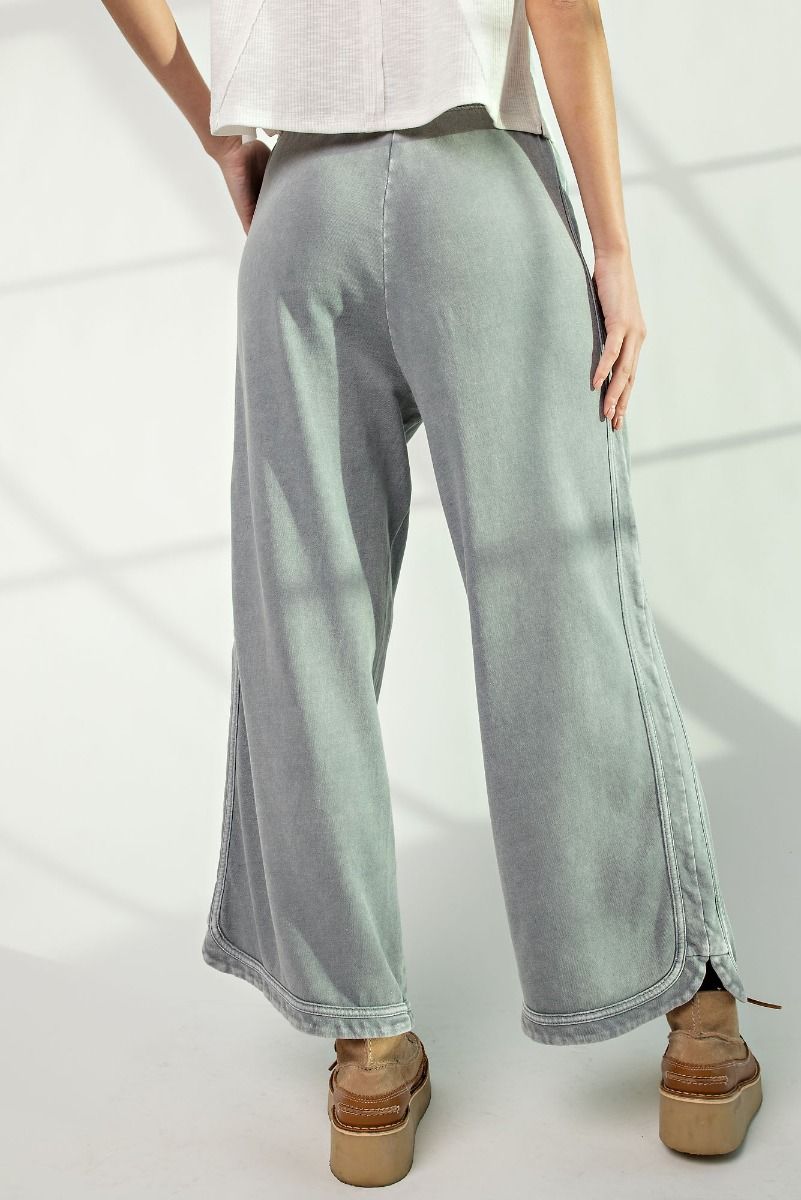 Let's Grab Starbs Mineral Washed French Terry Pants in Faded Denim